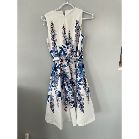Eliza J Women's Fit Flare Style Woven Faille Sleeveless Vneck Floral Dress 0 NWT - Picture 6 of 7